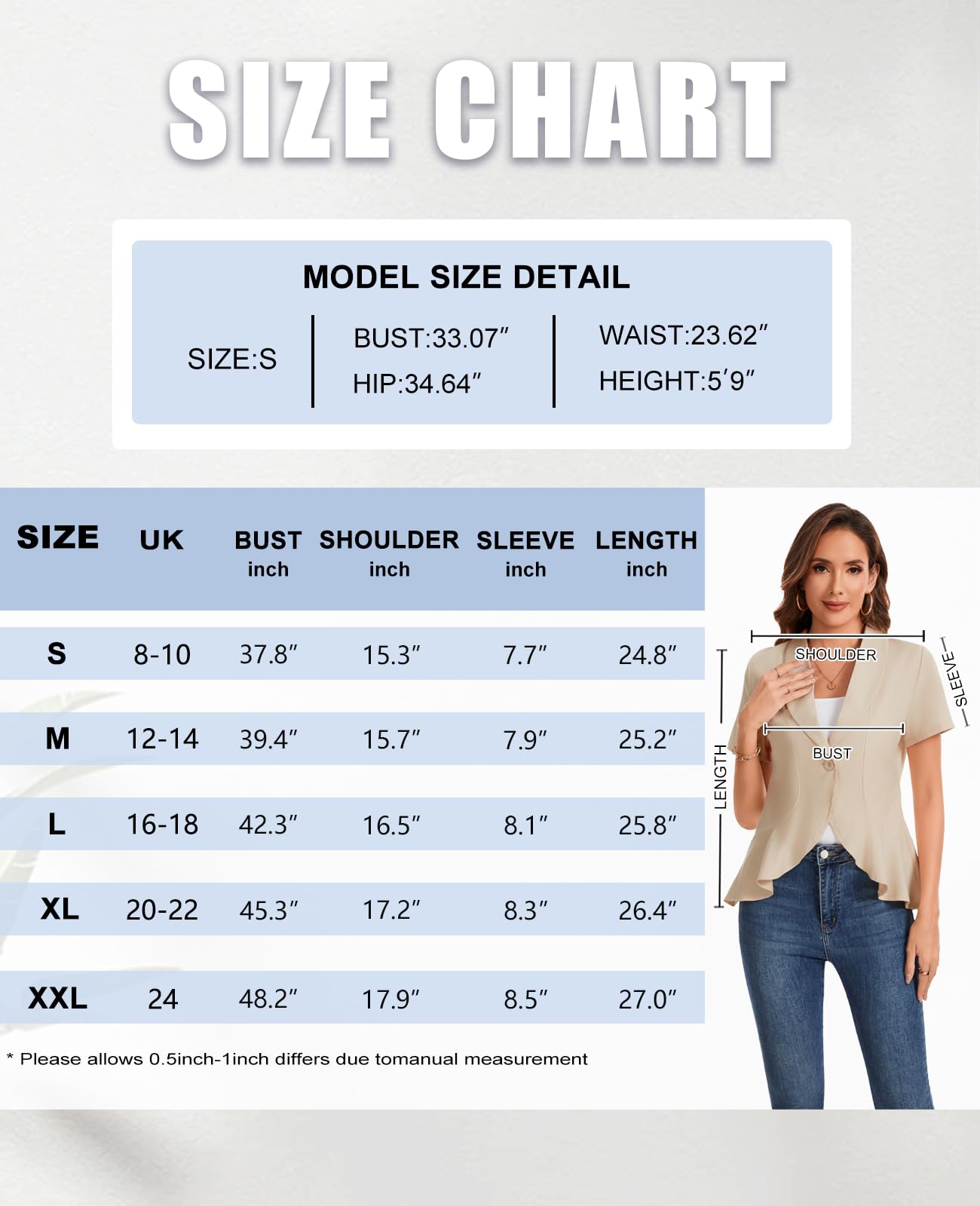 Blazer da donna a maniche corte in cotone e lino, elegante, con un bottone, abbigliamento casual da lavoro, ufficio
