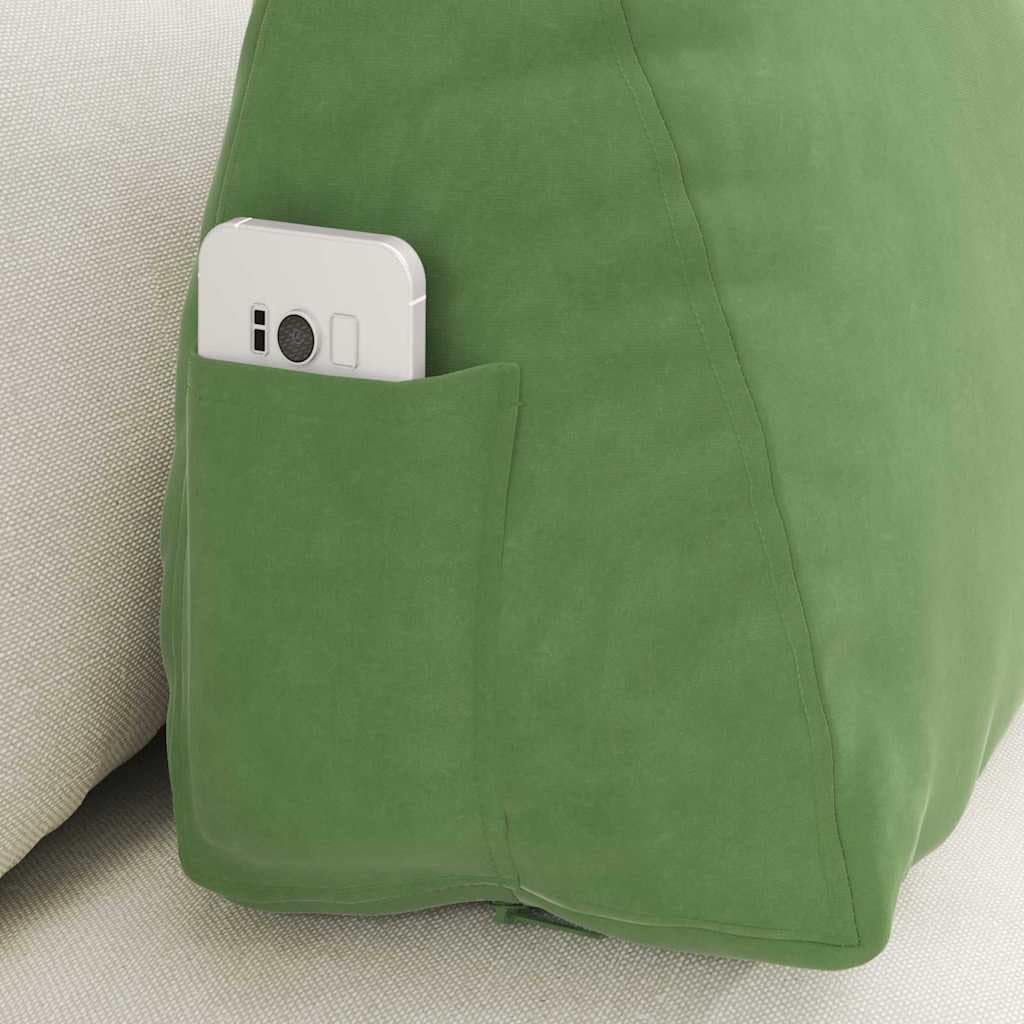 Poduszka pod plecy jasnozielona ze sztruksu 60 x 20 x 50 cm z wypełnieniem poliestrowym, ergonomiczna poduszka podpierająca na sofę, łóżko, do biura, idealna do czytania, relaksu, oglądania