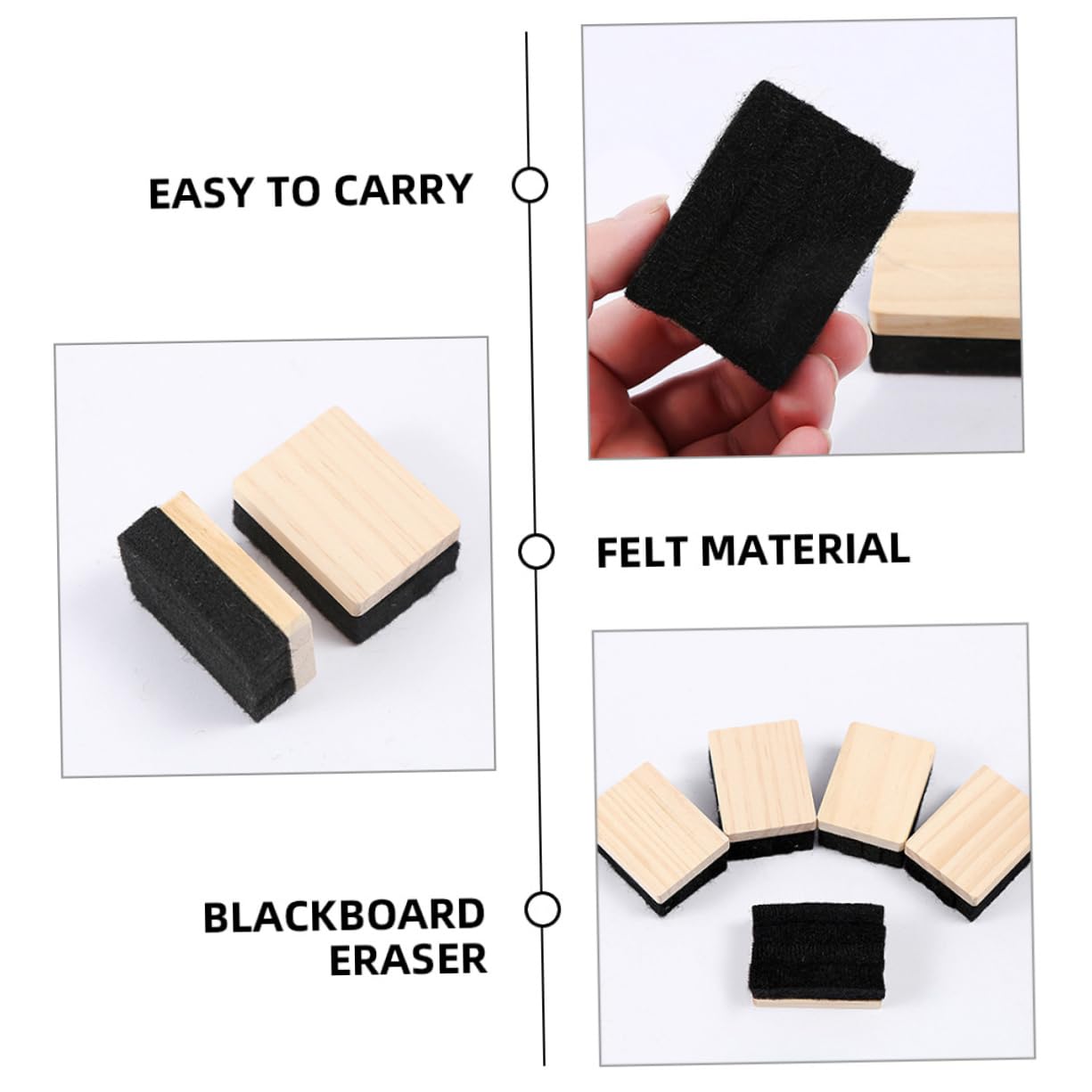 Uonlytech 5 Sätze Holz Tafelradierer Aus Filz Multifunktionale Staubfreie Tafelwischer Für Klassenzimmer Und Büro Sicher Und Schonend Für Kreidetafeln Reinigungswerkzeug 5 Stücke * 5