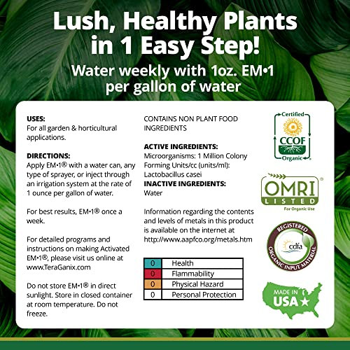 Teraganix EM-1-1GAL Em-1 Plant Growth, Microbial Inoculant Concentrate (1 Btl = 128 Gal), Soil Conditioner, Root Enhancer, Liquid Probiotic For Soils & Plants, Seed Germination, Garden thumb #4
