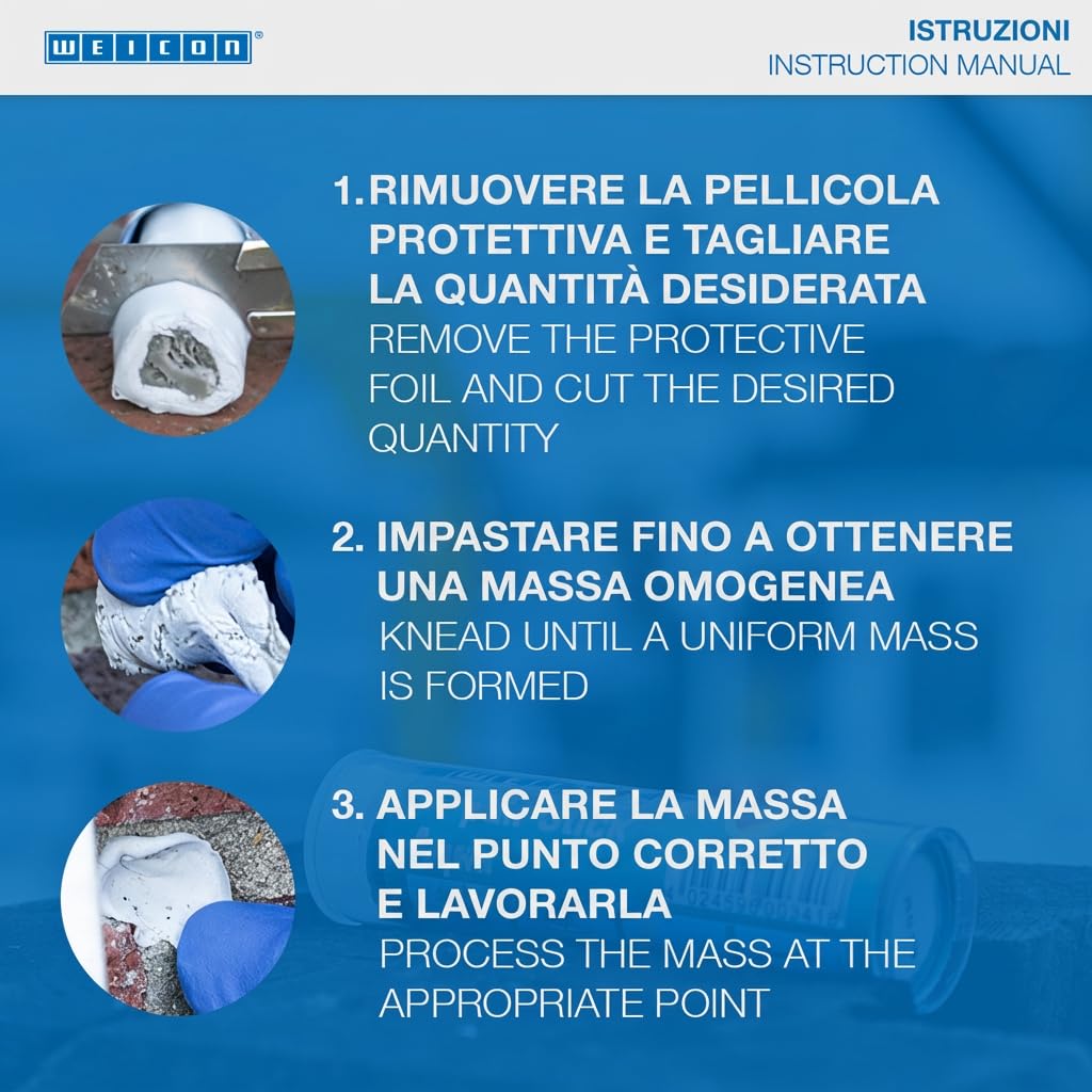 WEICON Barretta Acqua | 2 Componenti Adesivo Speciale | Resina Epossidica | Riparazione Rapida Di Ratori, Piscina, Marittimo, Subacqueo, Bianco, 57G
