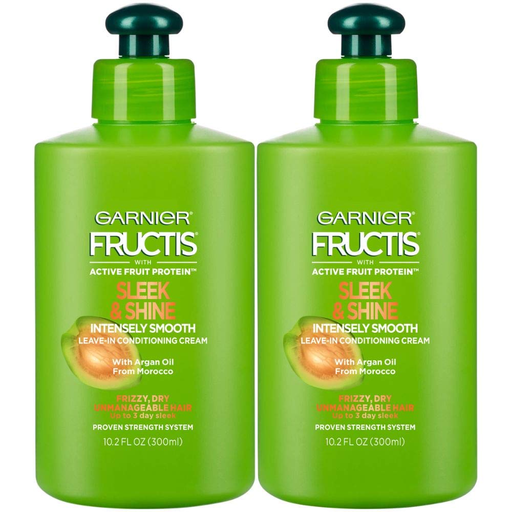 Garnier Fructis Sleek & Shine Intensely Smooth Leave-In Conditioning Cream, 10.2 Ounce (2 Count)