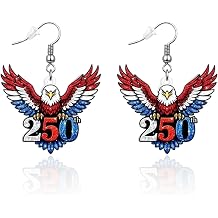 4th of July Patriotic USA Earrings 250th Anniversary Merchandise 1776 2026 Celebration Gift Red White Blue Acrylic USA Earring 4th of July Shirts Dresses Jewelry Accessories Outfit