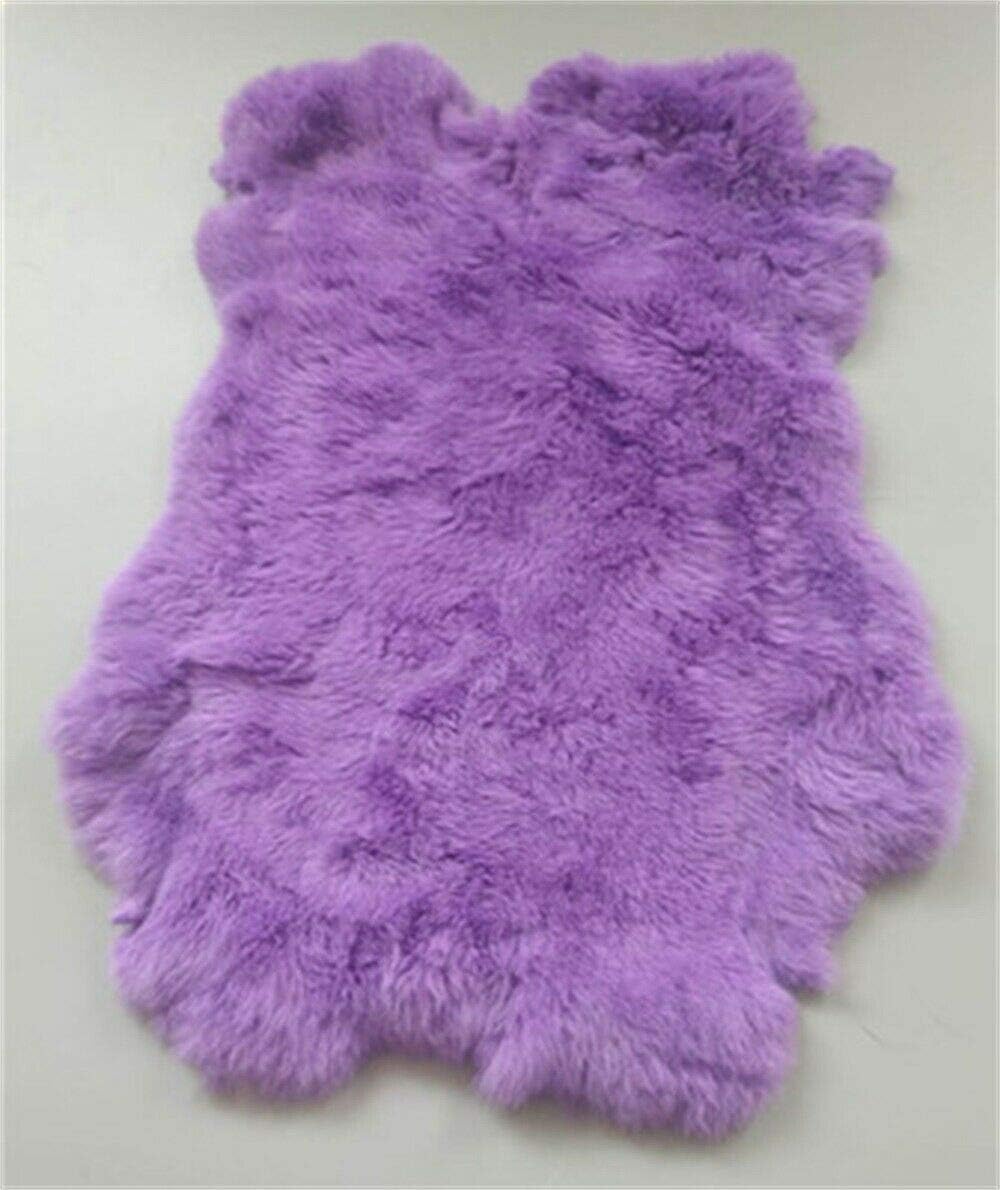 1x Skin of Rabbit Hide Skin Scrap Dyed Tanned Hide - 10" by 12" Fur Pelt with Sewing Quality Leather (Light Purple)