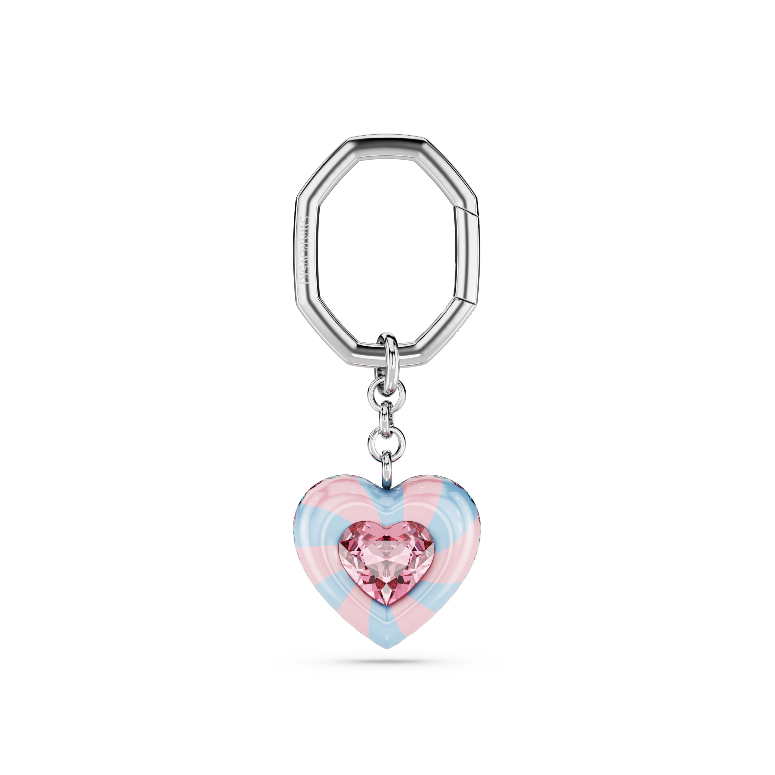 Swarovski Dulcis key ring, Heart cut, Heart, Multicolored, Rhodium plated