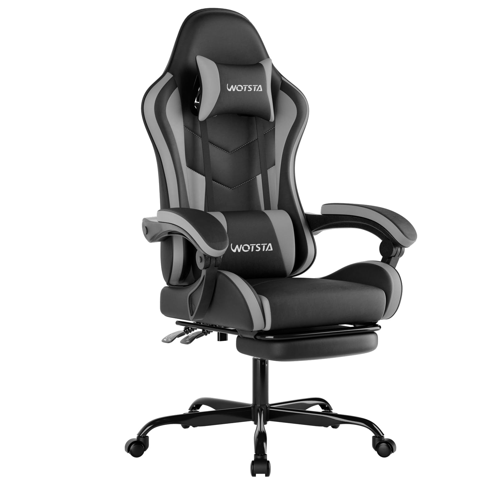 WOTSTA Gaming Chair Computerstuhl Ergonomischer Gaming Stuhl mit Fußstütze Bürostuhl Ergonomischer Computerstuhl mit Lendenwirbelstütze