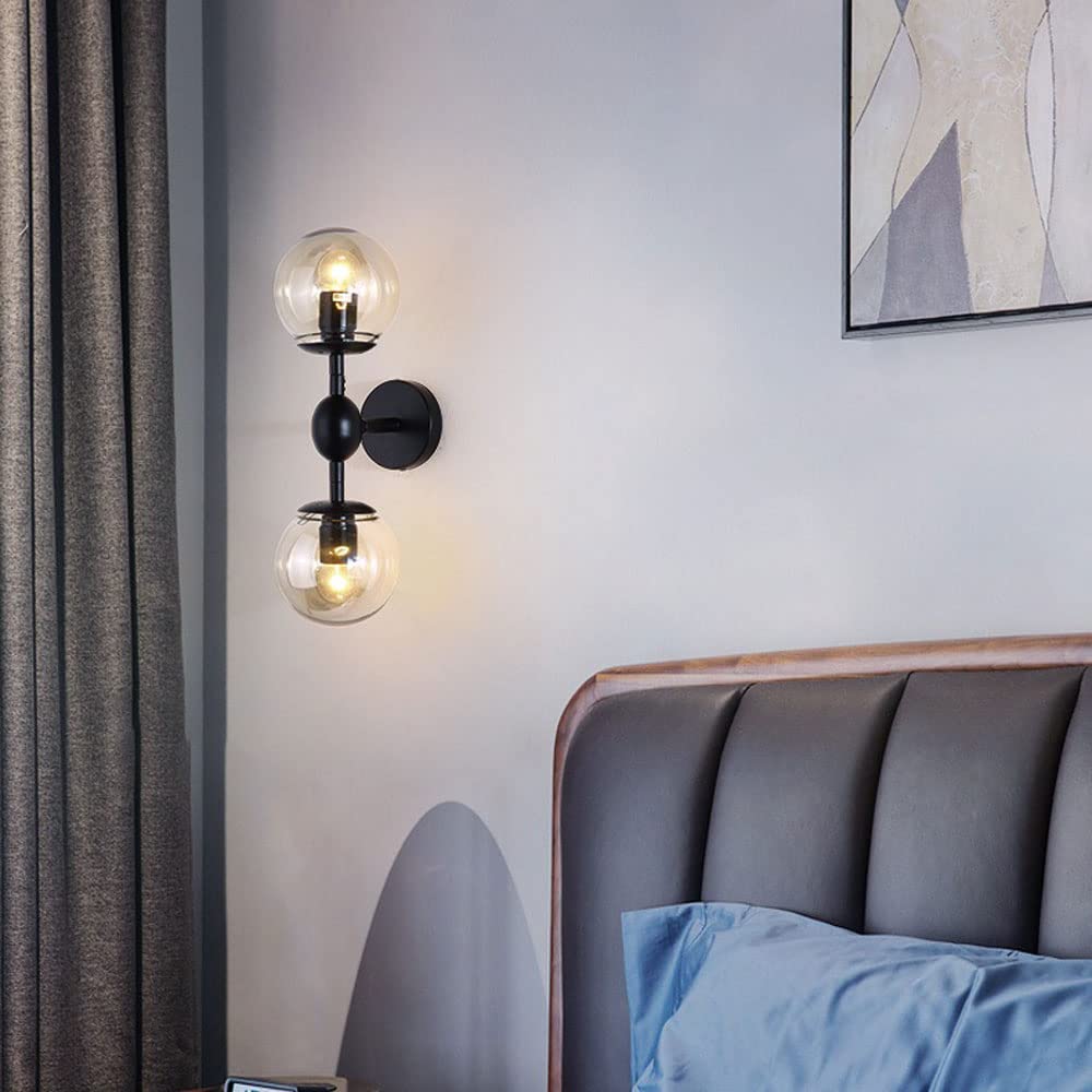 Applique da Parete a Sfera in Vetro a 2 luci, Illuminazione su e Giù, Applique da Parete Magic Bean, lampade da Parete Decorative per Camera da Letto, Applique da Parete per Soggiorno, Sala da pr