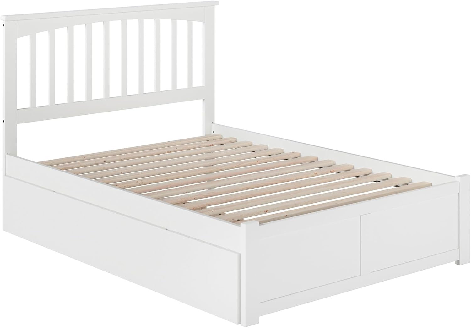 AFI, Mission Queen Platform Bed with Footboard & Twin XL Trundle, White
