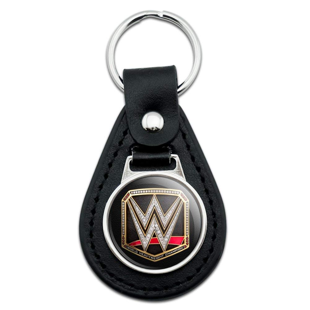 Amazon.com : Black Leather WWE World Heavyweight Champion Title Logo  Keychain : Office Products