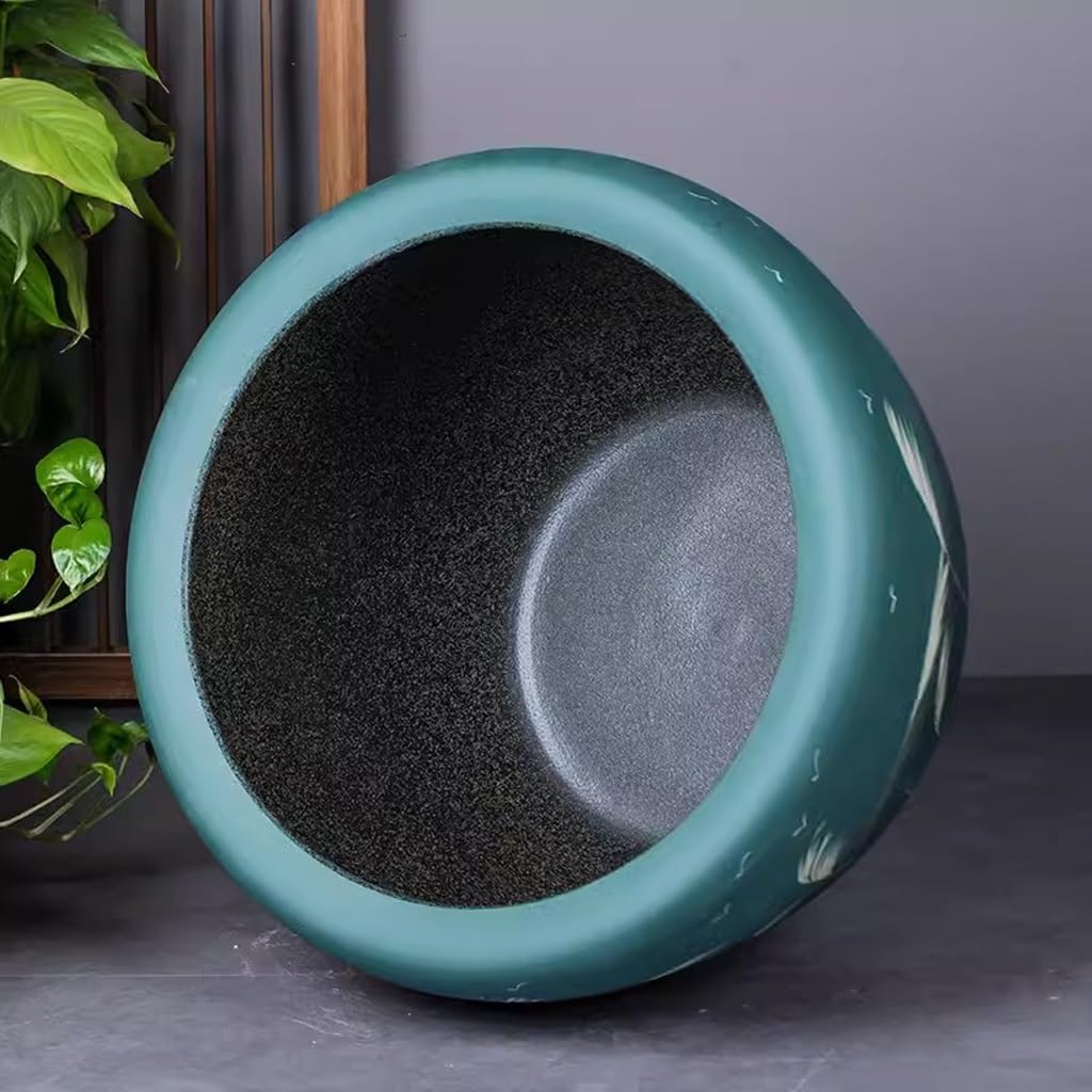 Acuario Tanque de Agua de cerámica de Cilindro Grande for jardín, Tanque de pez Dorado, Cuenco de Loto, Maceta de Lirio de Agua de Loto, Tanque hidropónico Decoración De Acuarios(53cm)