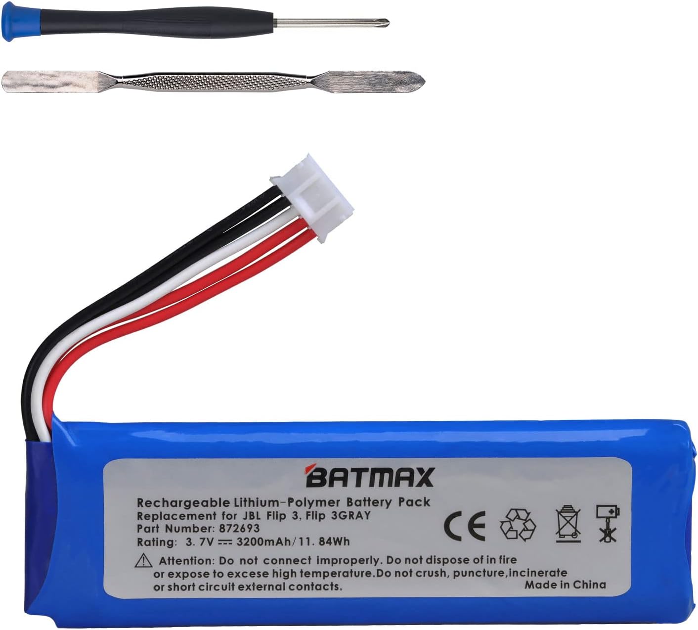 Batmax 3200mAh Battery for JBL Flip 3 JBLFLIP3GRAY GSP872693 P763098 03 Portable Bluetooth Speaker