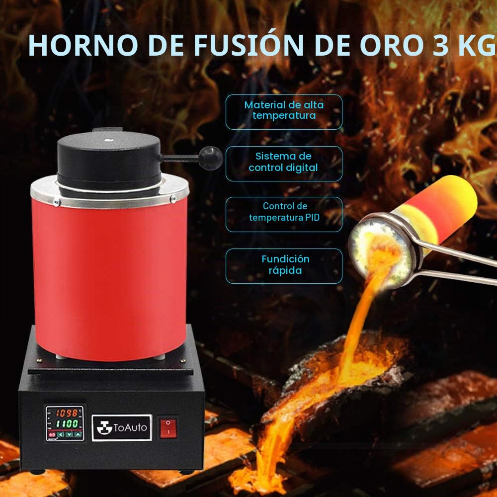 TOAUTO horno de fusión de oro de 3 kg, aluminio 110 V horno de fundición de refinado, Stock estadounidense