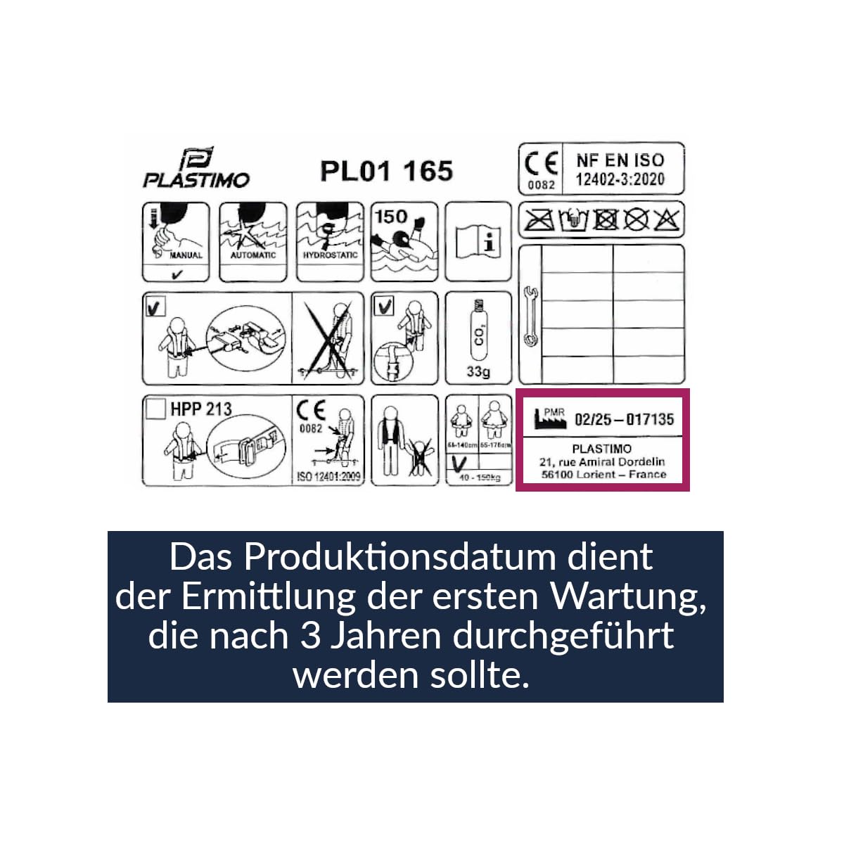 4er-Set 12skipper Rettungsweste 165N ISO mit manueller Auslösung, rot inkl. 4 Wartungskits