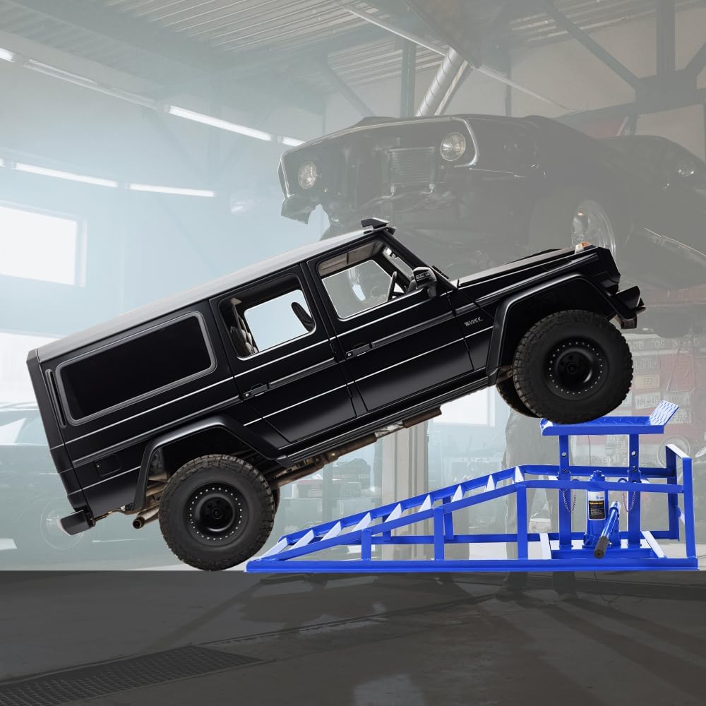 5 Ton Auto Car Truck Service Ramps Lifts, 2 Pack Garage Car Lift Hydraulic Ramps, Automotive Hydraulic Lift Repair Frame Lift (Blue)