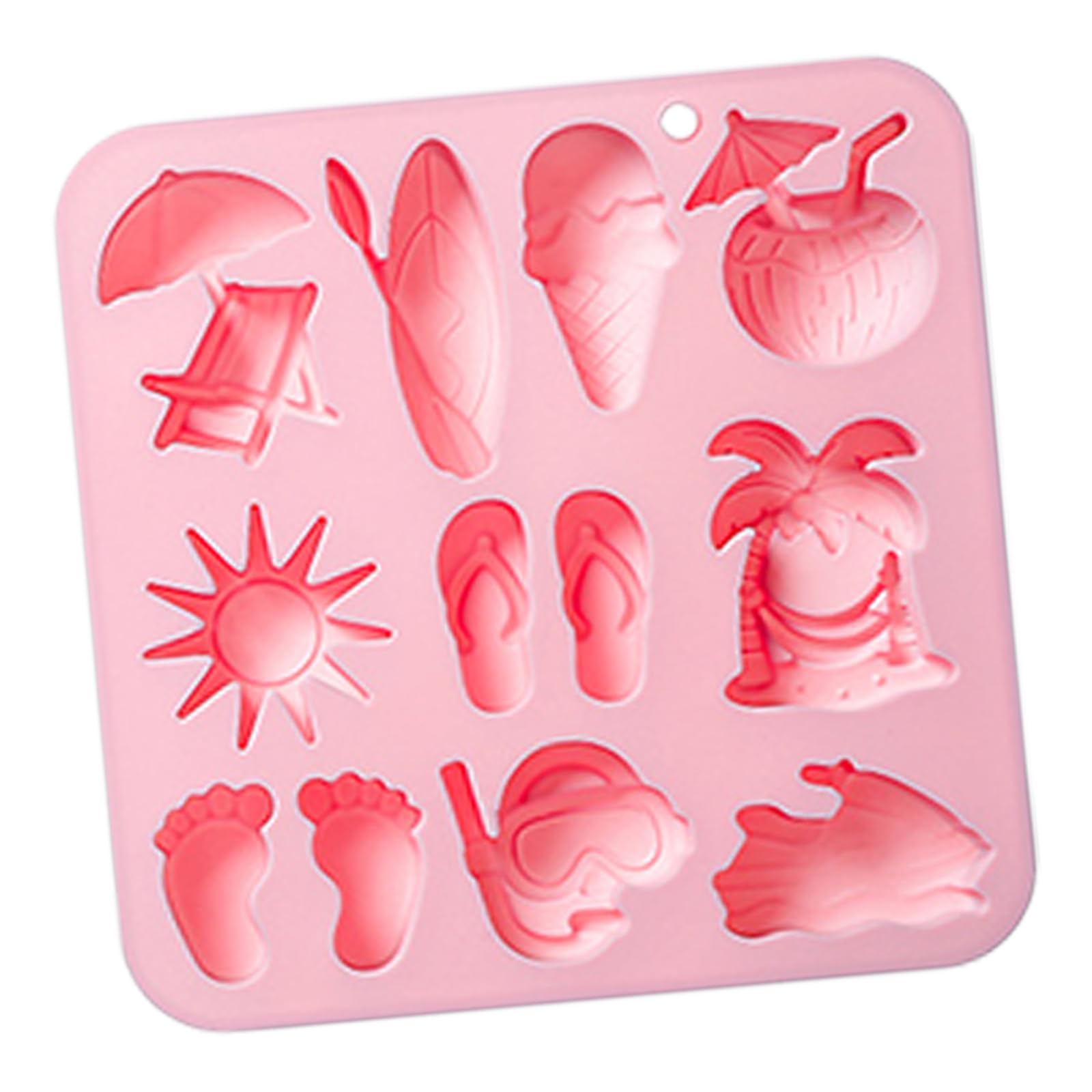 PANGBOER Silicone Dessert Mold 12 Cavity Beach Theme Tray for Chocolate Wax Melt Soap Resin and Party Projects