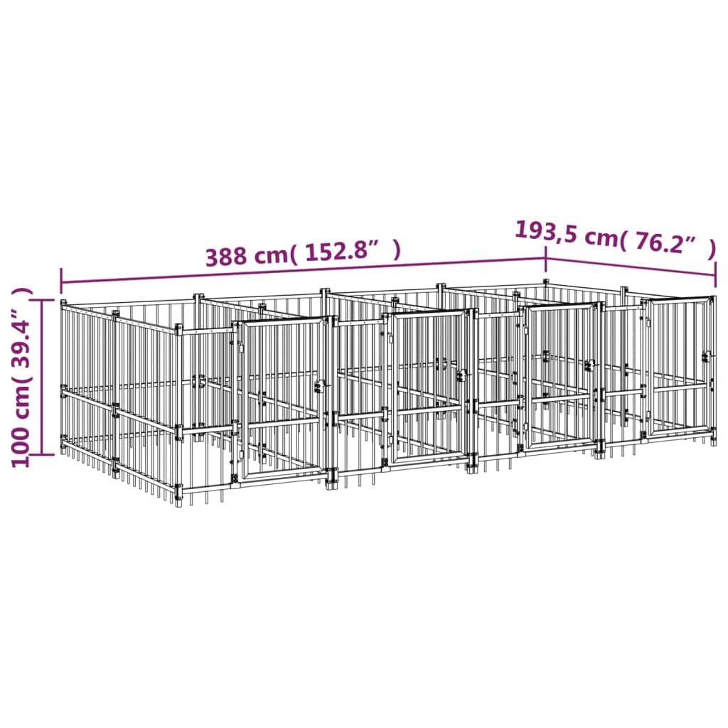 Forniture per cani Cuccia per cani da esterno in acciaio 7,51 m Animali e forniture per animali domestici