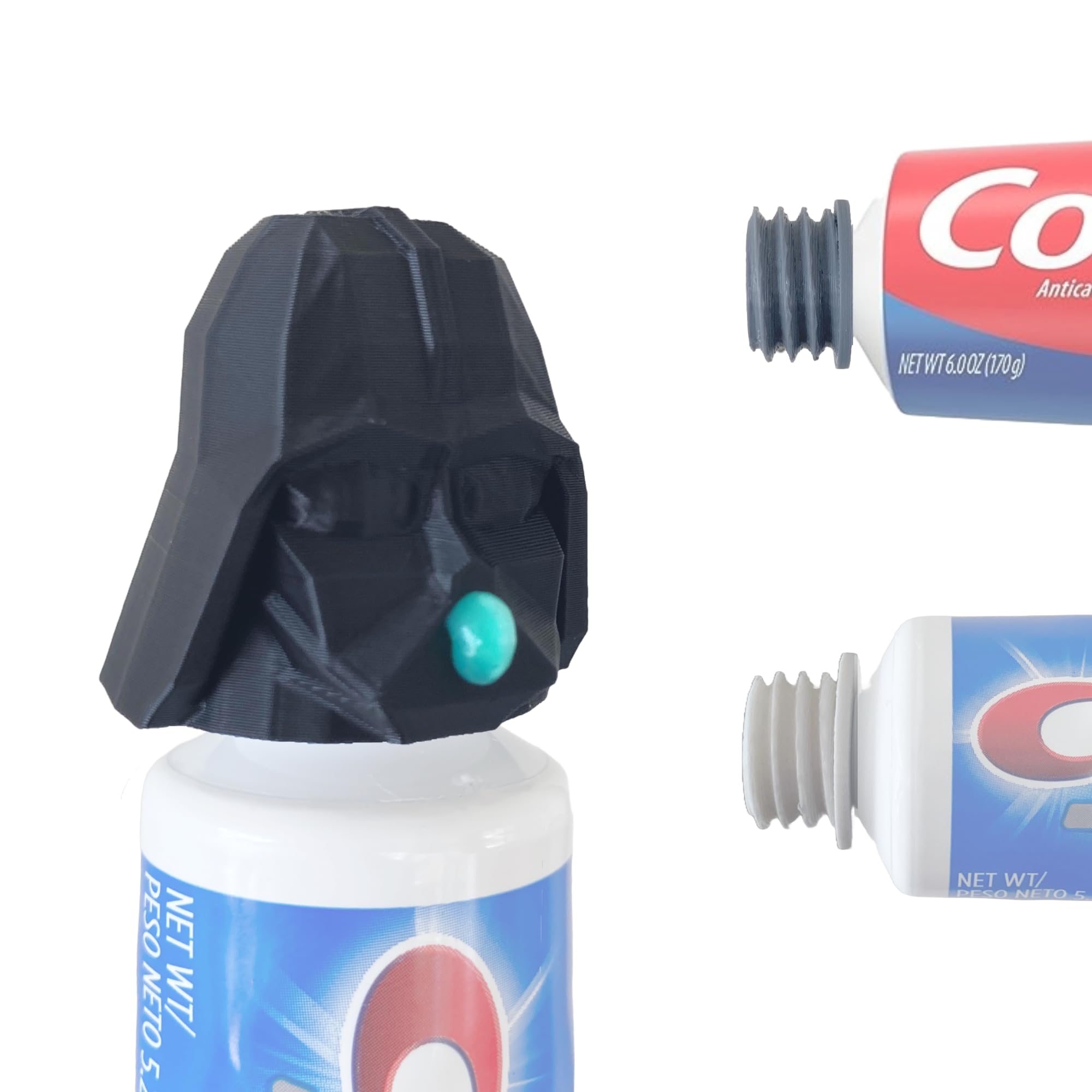 Funny Darth Vader Toothpaste Topper Cap and Dispenser, Includes 2X Adapters for Crest & Colgate Tubes, Funny Gift for Kids and Adults