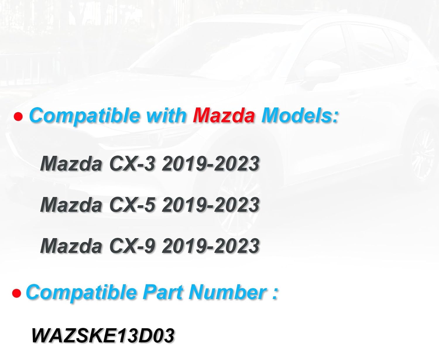 Key fob Replacement Remote fits for Mazda CX-3 CX-5 CX-9 2019-2023,Int-key Smart Car Keyless Entry Remote WAZSKE13D03 TAYA-67-5DYB 315MHz SUV