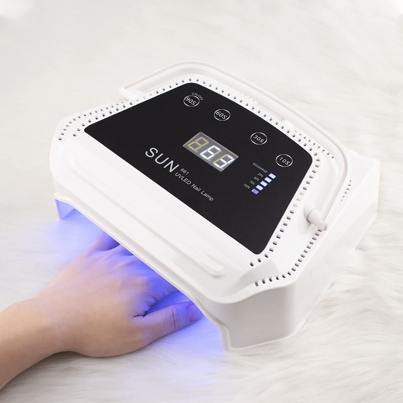 Lámpara LED UV Portátil Inalámbrica 72W Lámpara de Máquina de Luz para Secador de Uñas Recargable para Esmalte de Secado de Manicura Profesional con Guantes Anti-UV