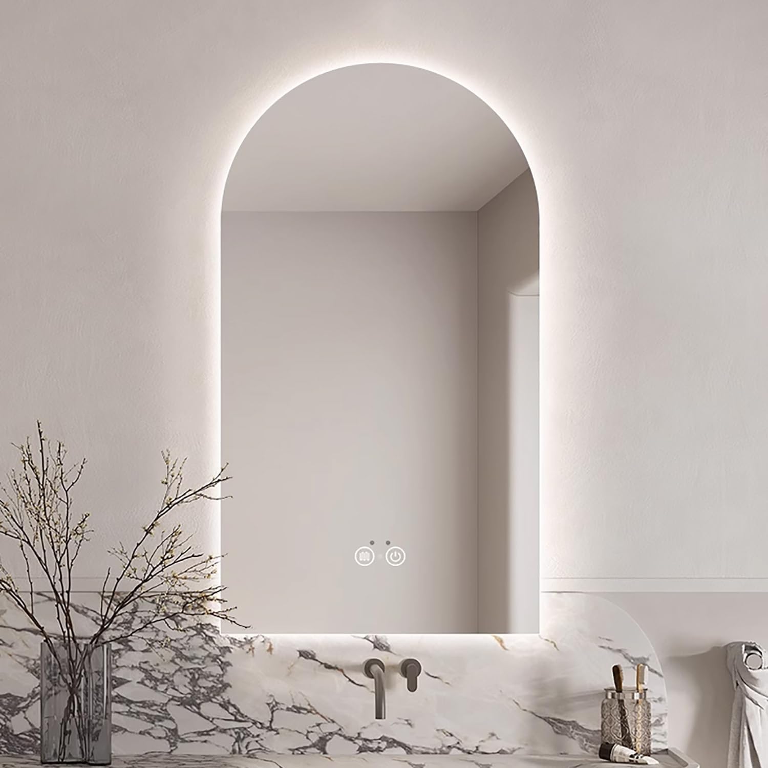 BKSXSOP Backlit bathroom mirror, wall mounted vanity mirror with LED light, energy saving smart 3 colors