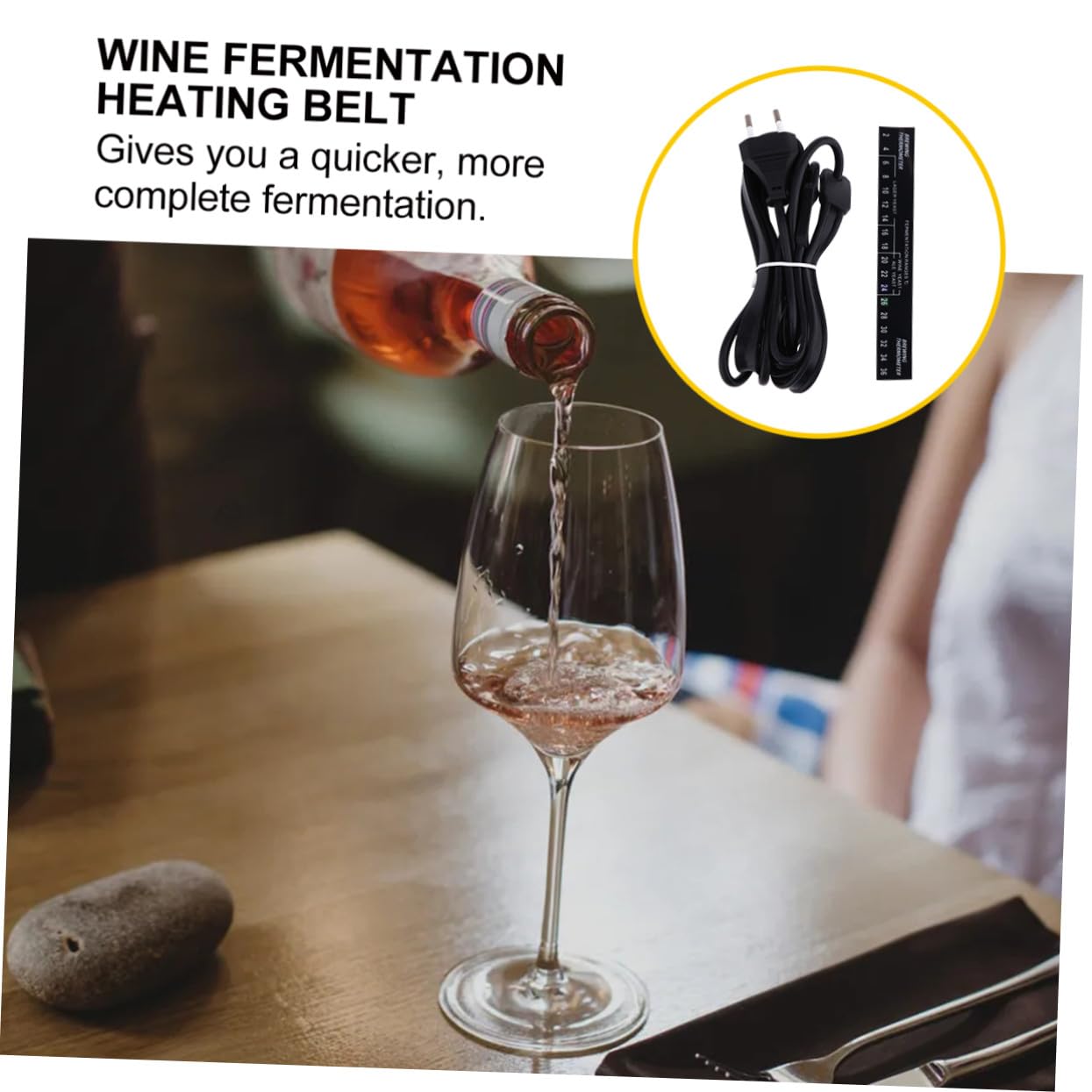 Cintura Riscaldante Nero per Fermentazione Spina EU in Silicone Temperatura Uniforme e Facile da Riporre, per Fermentatori e Lievito