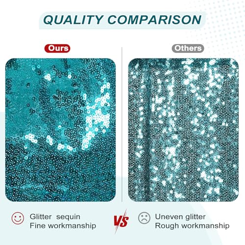 Image of PartyDelight Teal Sequin Backdrop 10x10ft 4 Inch Rod Pocket | Dense 3mm sequins on mesh backing with 4 inch rod pocket for large wedding walls group photos stages and reception displays