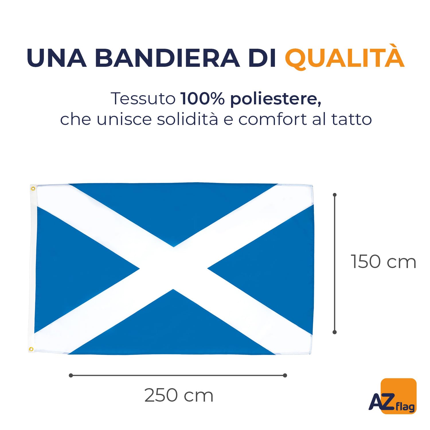 Bandiera Della Scozia – 150 X 250 Cm, In Poliestere Resistente, Con Nastrino E Occhielli Metallici, Stampata In Serigrafia