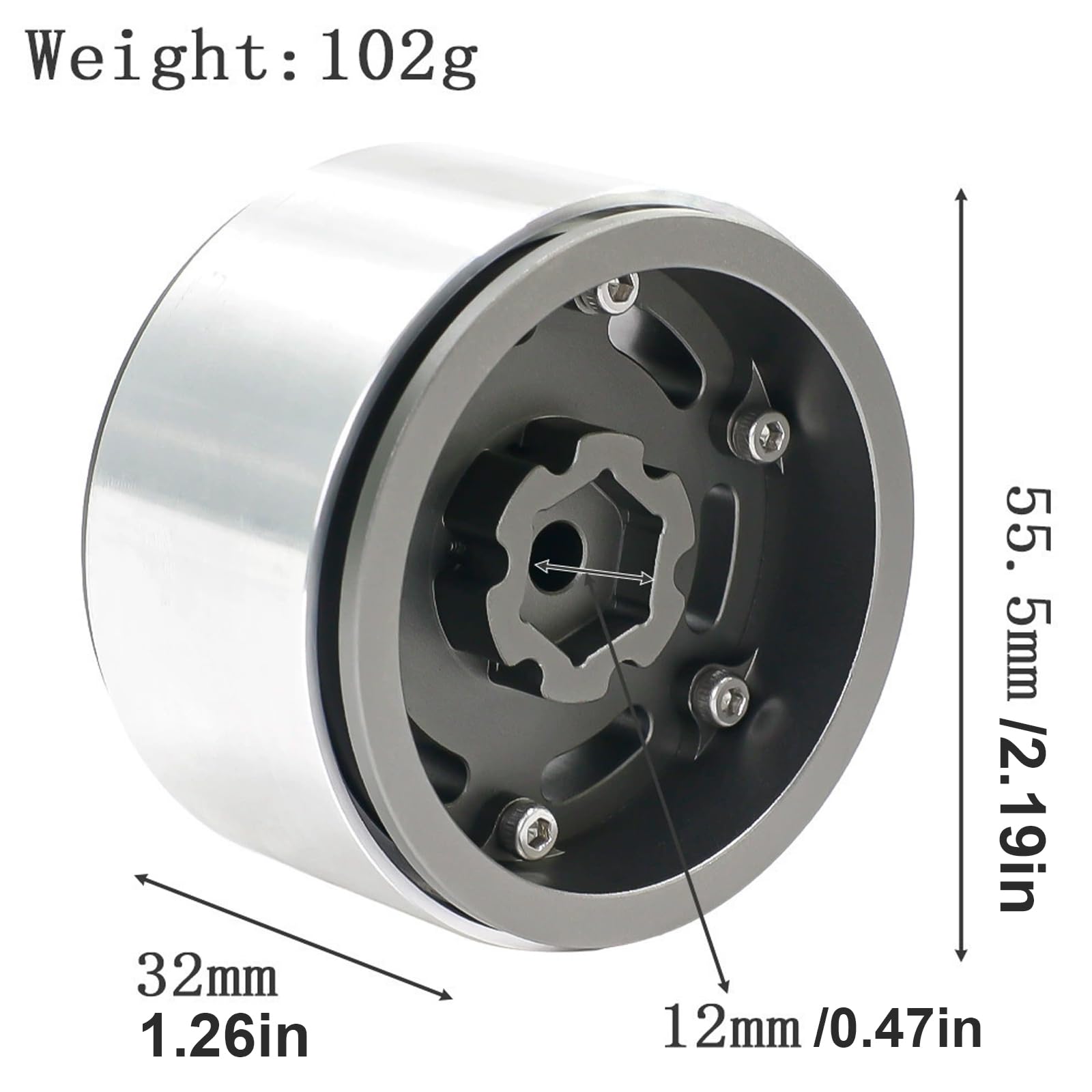 RcThjia 1.9 Metal Beadlock Wheels for 1/10 RC Crawler/Trail Truck, Compatible with Axial SCX10/Capra/TRX-4 - Image 2