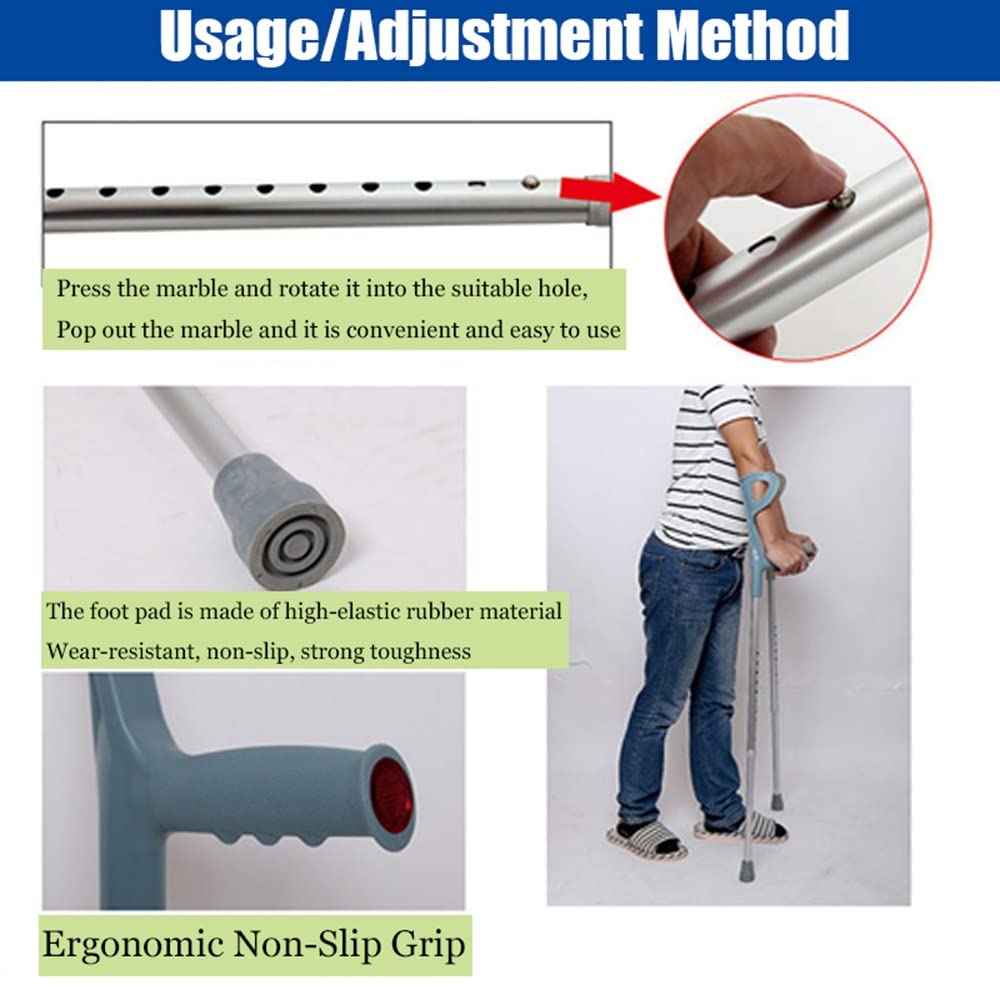 Antypoślizgowe kule przedramienia, kule dla dorosłych, kule do chodzenia, aluminiowe kule przedramienia, regulacja wysokości, wygodny uchwyt i odporność na zużycie, unisex decorate