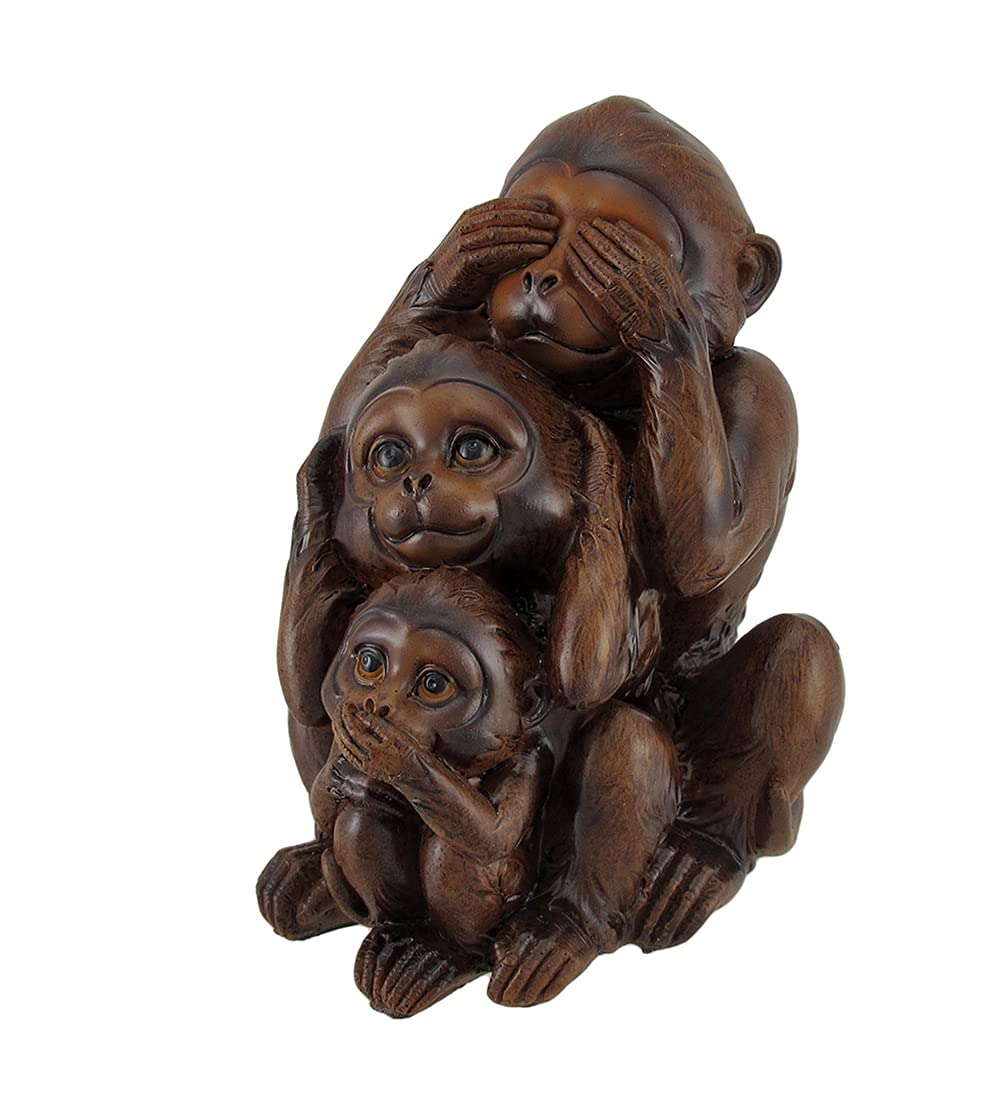 木製動物彫刻 ダークブラウン Amazon.co.jp: Zeckos No Evil Monkeys フェイク木製彫刻像 : ホーム