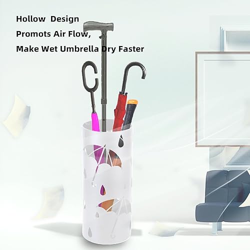 Miniatura 6 de Soporte de paraguas para entrada, soporte redondo de metal independiente, organizador de paraguas para colección de lluvia, para bastón, decoración