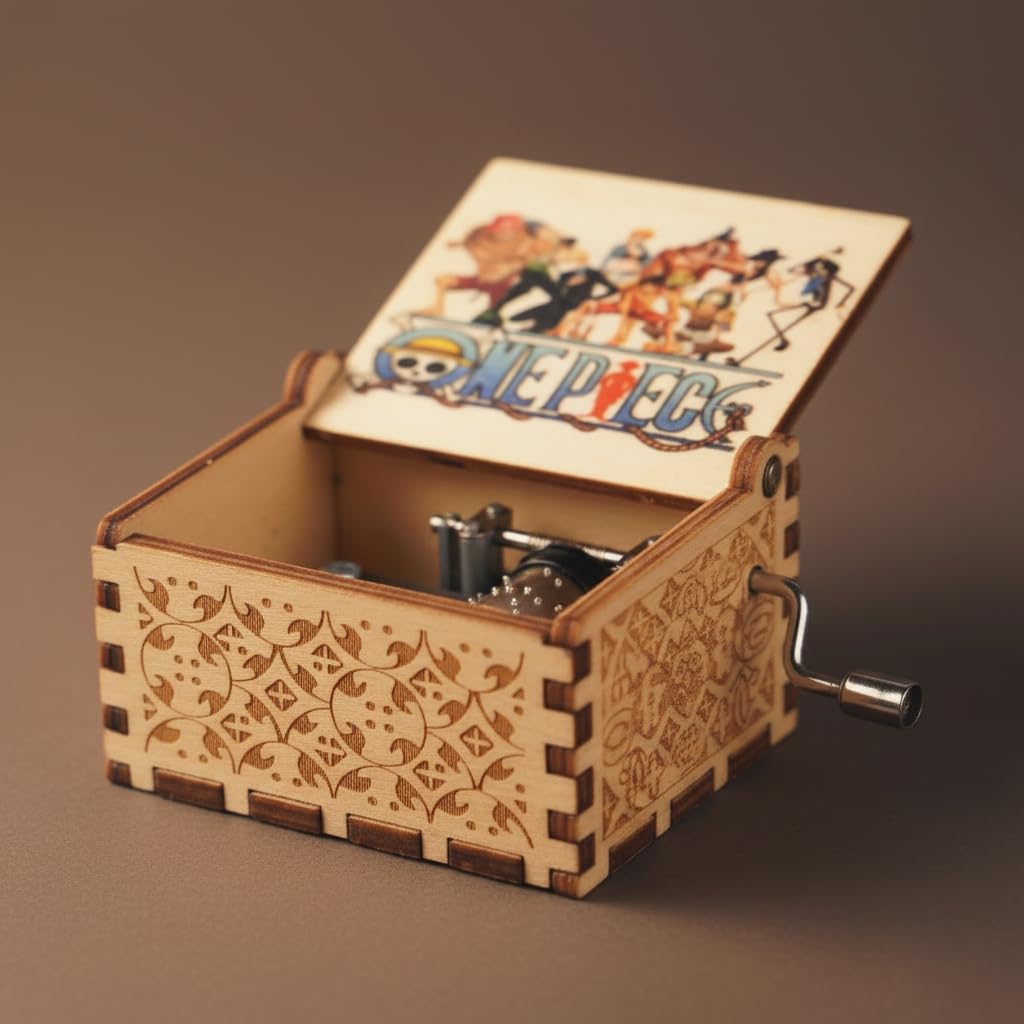 Offo Hand Crank Wooden Music Box One Piece Theme Tune