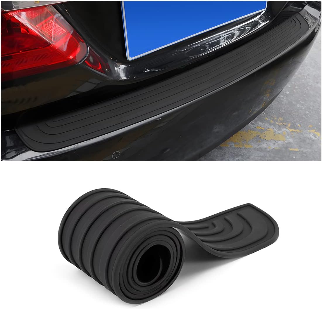 CGEAMDY Rear Bumper Guard Protector for Car, Universal Black Rubber Scratch-Resistant Non-Slip Trunk Door Protector for Most Cars, Car Exterior Accessories (Black/101x8.5CM)