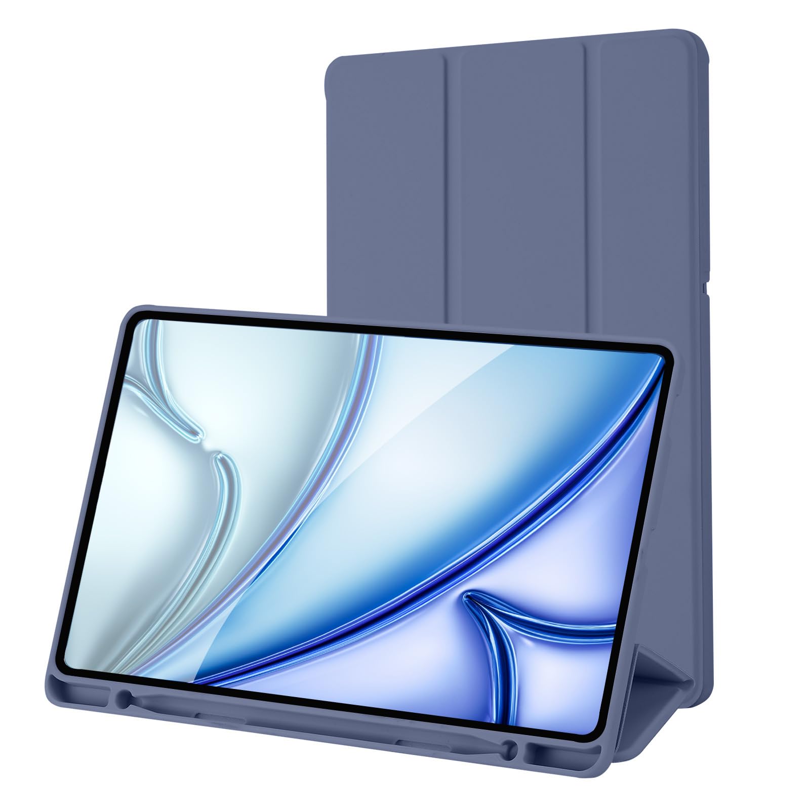 Hülle Kompatibel mit Samsung Galaxy Tab S6 Lite 10.4 Zoll 2024/2022/2020, SM-P620N/P625N/P610/P613/P615/P619, Hülle mit Stifthalter, Trifold Ständer Schutzhülle, Auto Schlafen/Wachen, Blau Grau