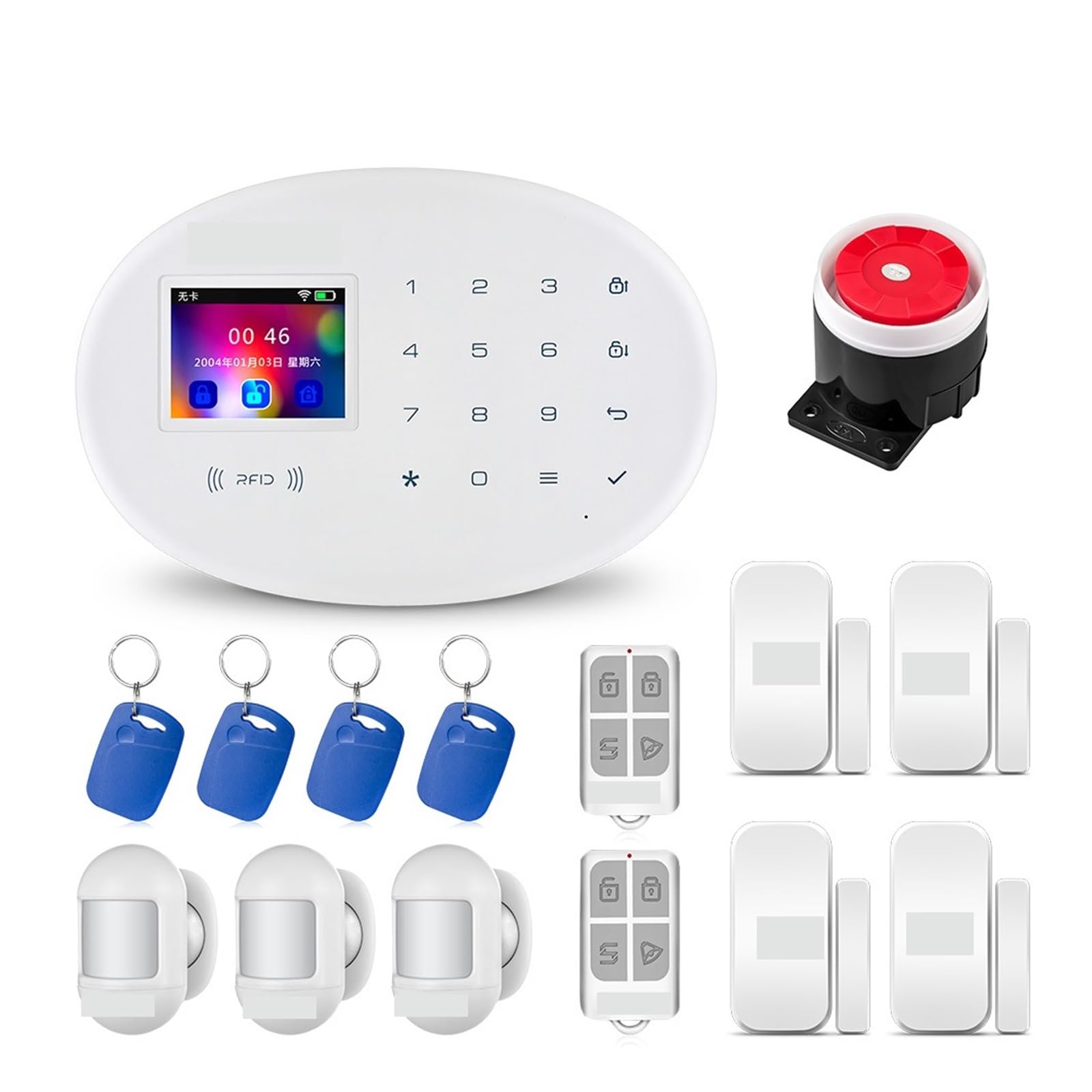 Zestaw Systemu Alarmowego 4G GSM Tuya Inteligentny Alarm Domowy Współpracuje Z Czujnikiem Ruchu Kamery Bezpieczeństwa Do domu i garażu(KIT 2)