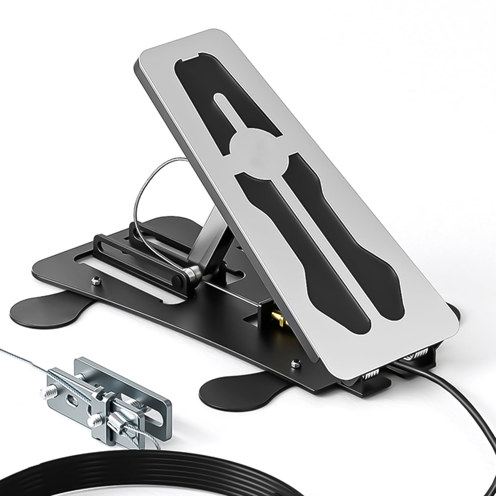 Photo 1 of Universal Dual Brake Car Passenger Side Pedal Set, Stainless Steel Instructor Brake System with Adjustable Stand, Large Area Pedal & Double Bearing Mechanism for Driver Training and Practice Vehicles