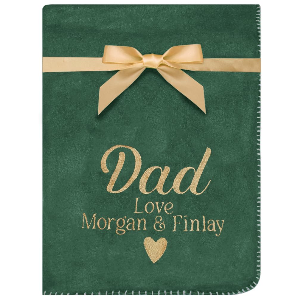 TeddyT's Personalised Dad & Grandad Gift Message Green Fleece Blanket