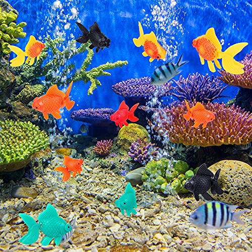 Image of Sumind 30 Pieces Multicolor Fake Floating Fishes Plastic Fake Goldfish Artificial Aquarium Fishes Colorful Realistic Artificial Moving Fish Ornament Decorations for Aquarium Fish Tank