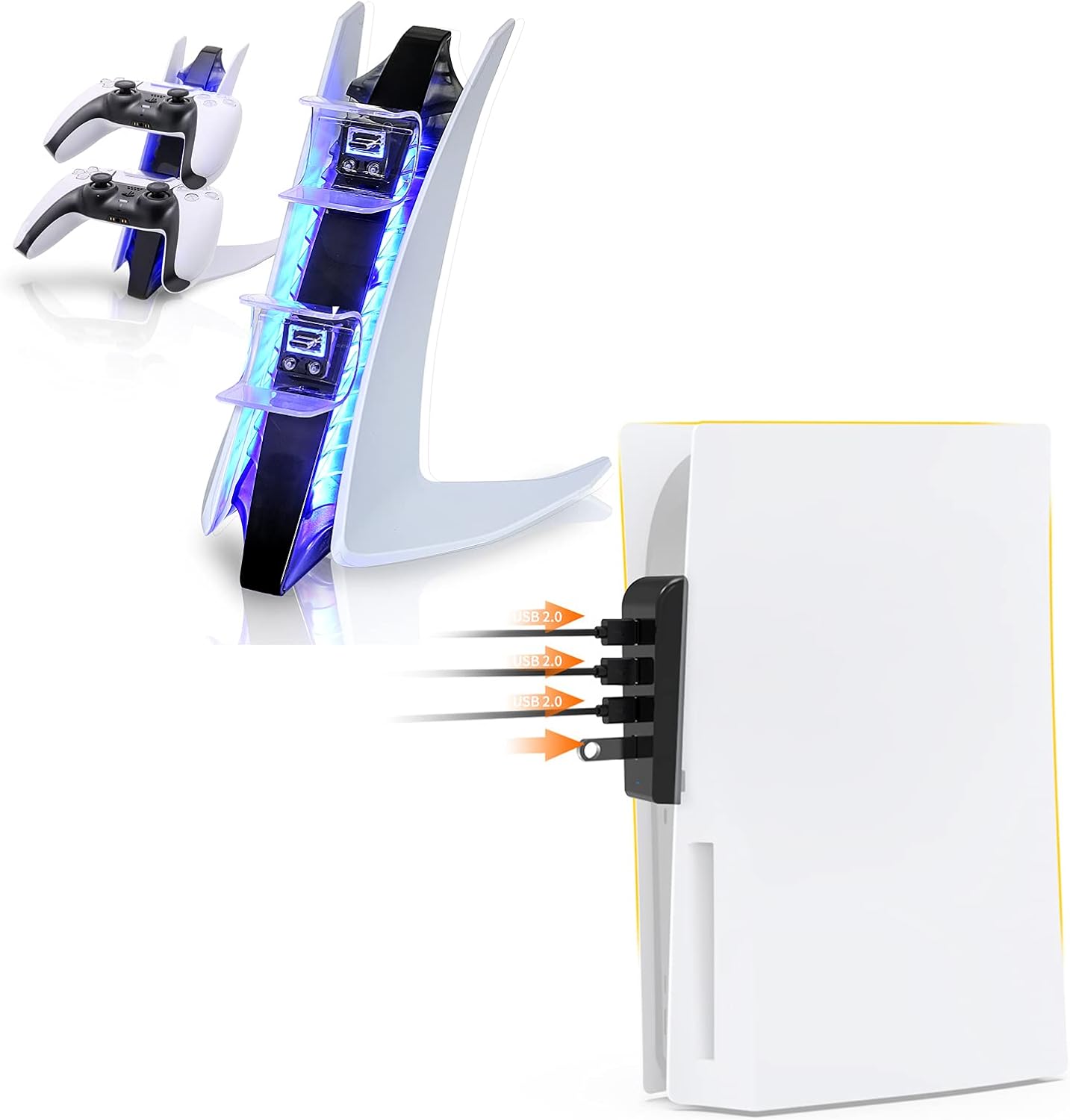 PlayStation 5 Controller Accessories, PS5 Controller Charger Station and PS5 USB HUB