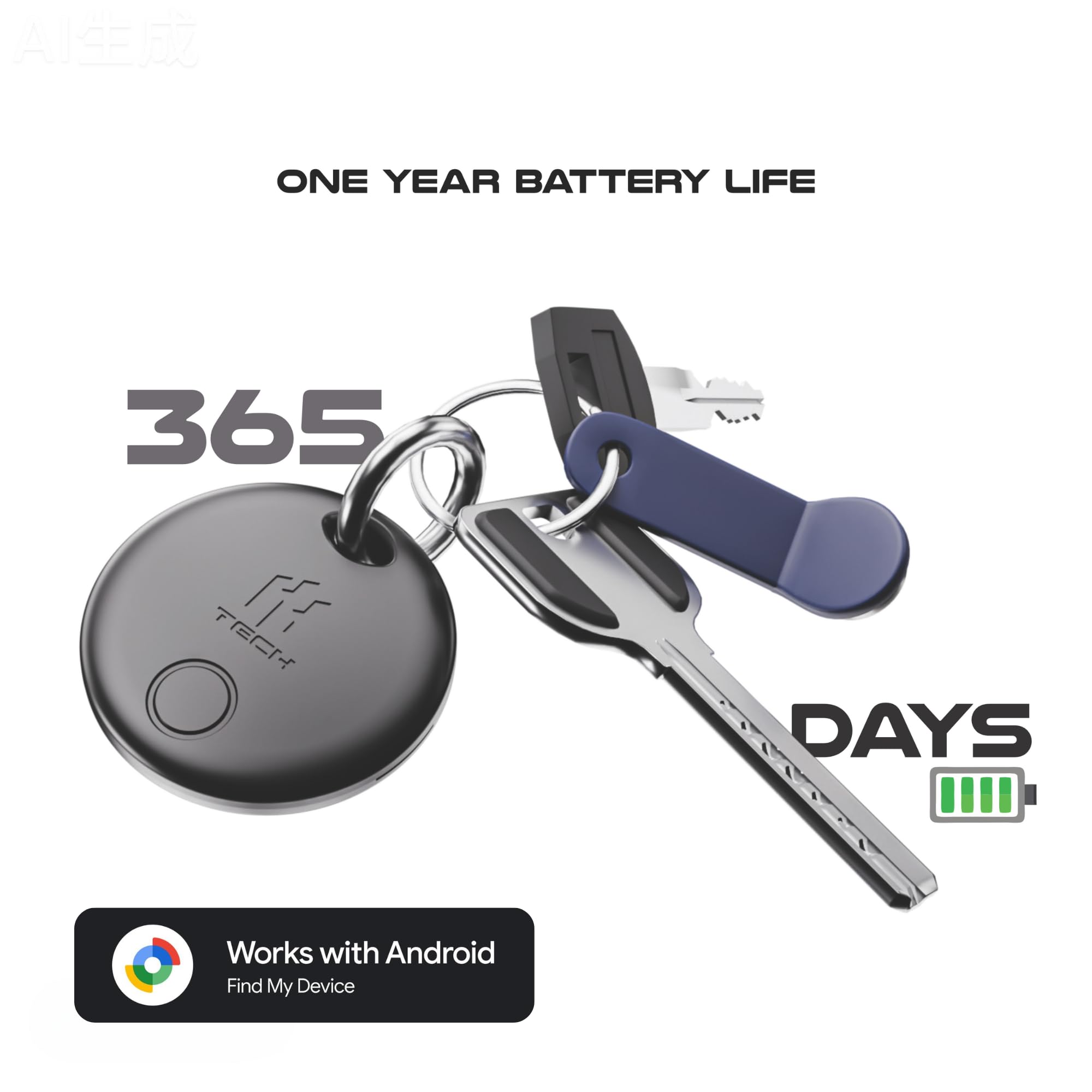 HH-Tech Tag Tracker Android (Pack-4 Black+White Android solo) Funziona con Google Find My, Find Hub, Smart Tag Tracker, Item Finder, Traccia facilmente chiavi, portafoglio, borsa, valigia e altro