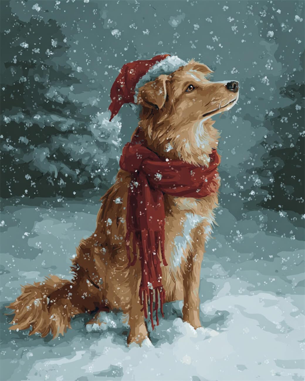 RKFLGEW DIY Bead Embroidery Kit Dog in The Snow 40x50cm