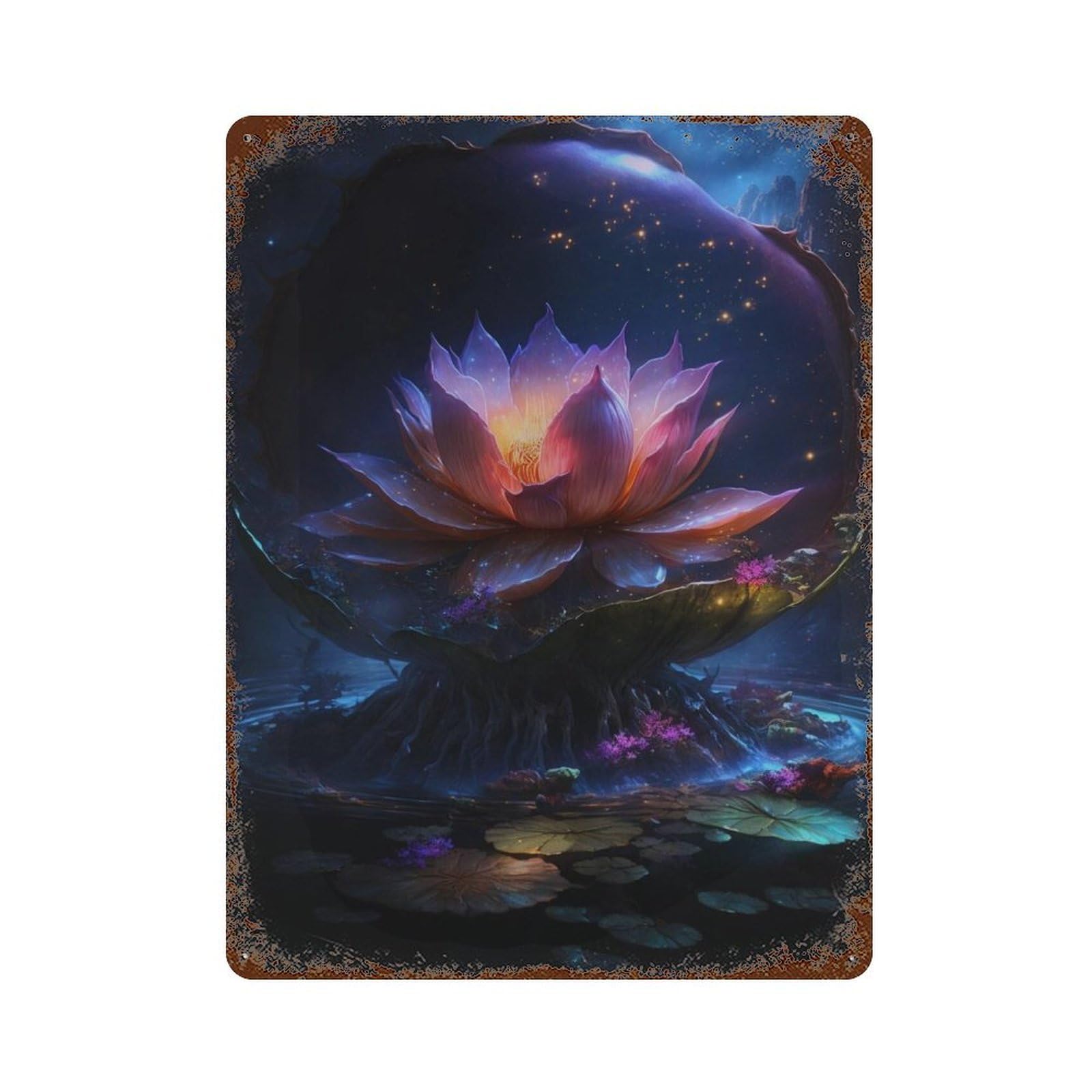 Enchanted Lotus Pond-10 Vintage Rust Metal Sign 15.7"x11.8", Ideal for Cafe, Home Bar And Lounge Decor