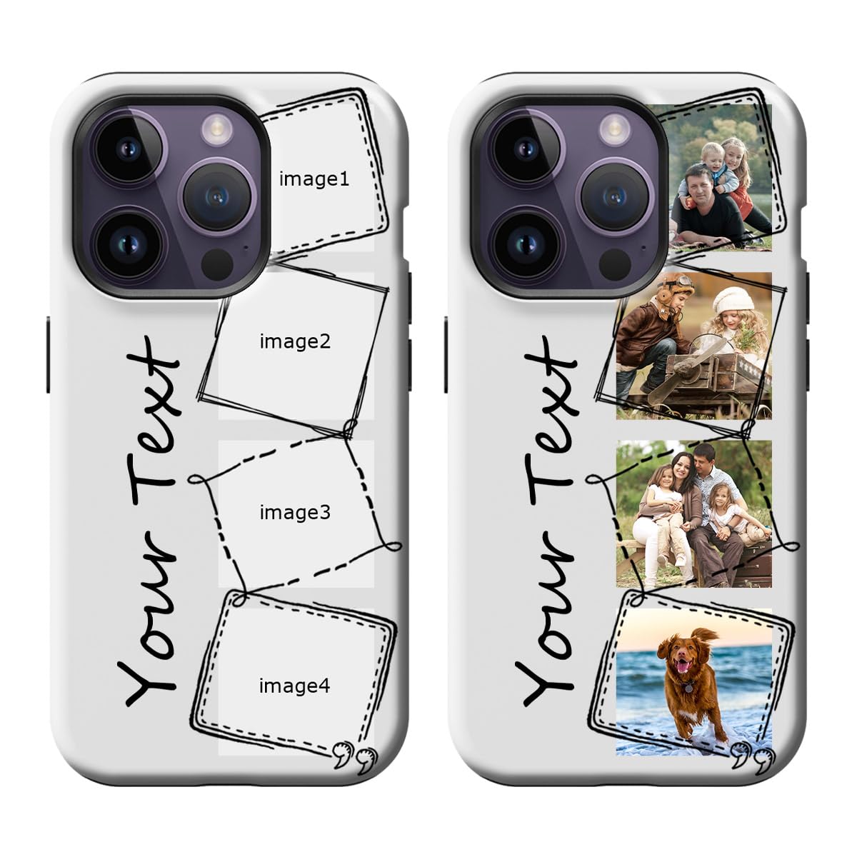 Klsify Custom Case for iPhone 14 Pro Photo Personalized Customizable Collage Pictures Frame Multi Image Customize Text Logo Name Design Dual Layer