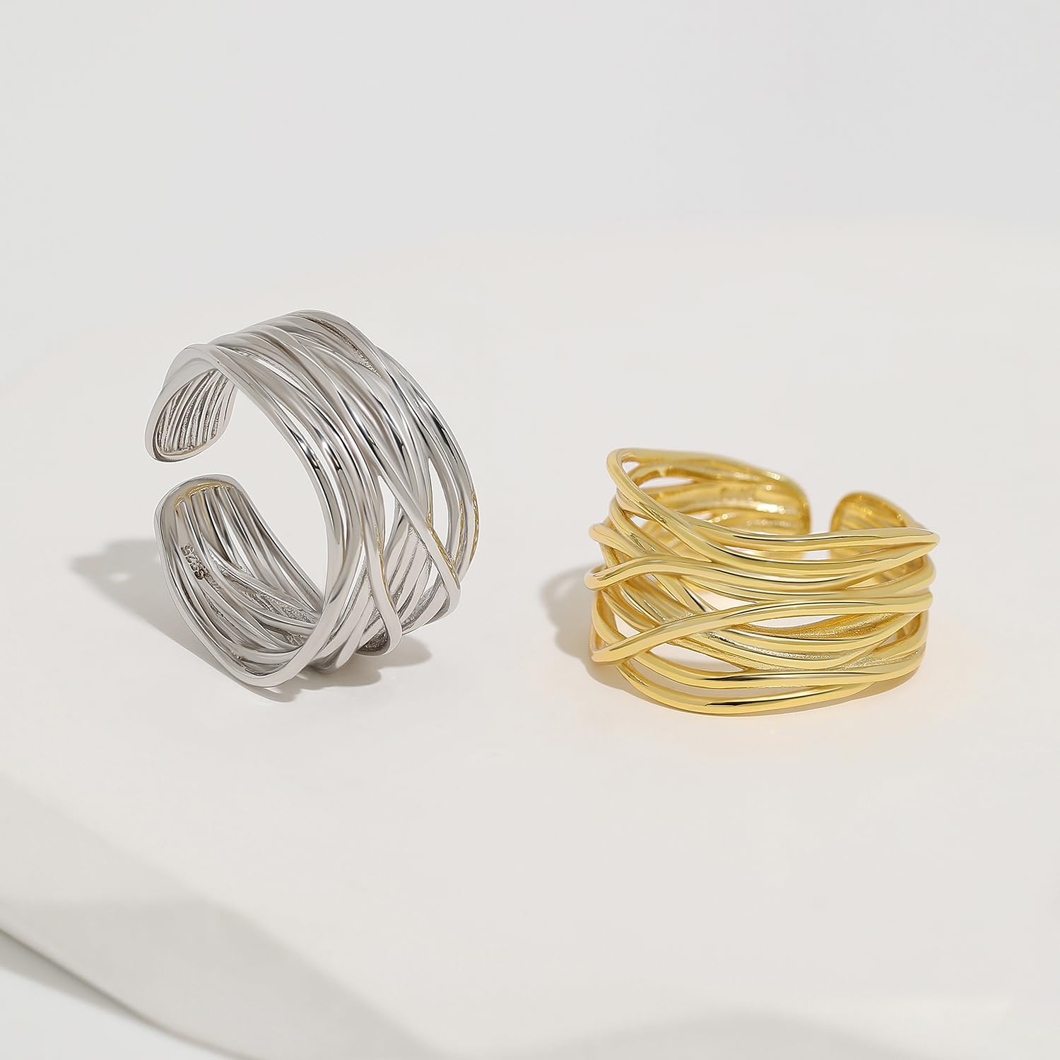 Meissa Anillos para Mujeres Anillos de Pulgar de Oro Banda Gruesa Martillada Anillos Apilables de Banda Ancha Joyería de Moda para Dedo Índice