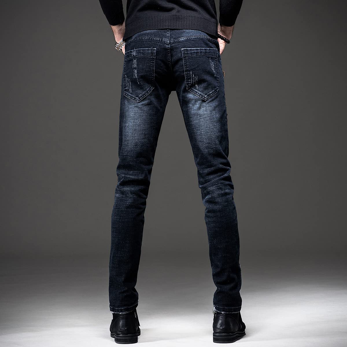 WQZYY&ASDCD Jeans Pantalon Fashion Jeans Zerrissene Biker Jeans Style Herren Hosenjeans