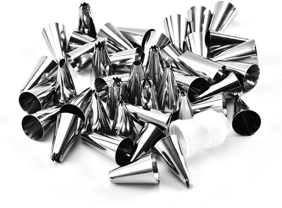 Chlyuan-hm Icing Nozzles Tips Kit Stainless Steel 42 Head Decorating Mouth Set Cake Cream Decorator Kitchen DIY Baking Tool Cake Decorating Supplies