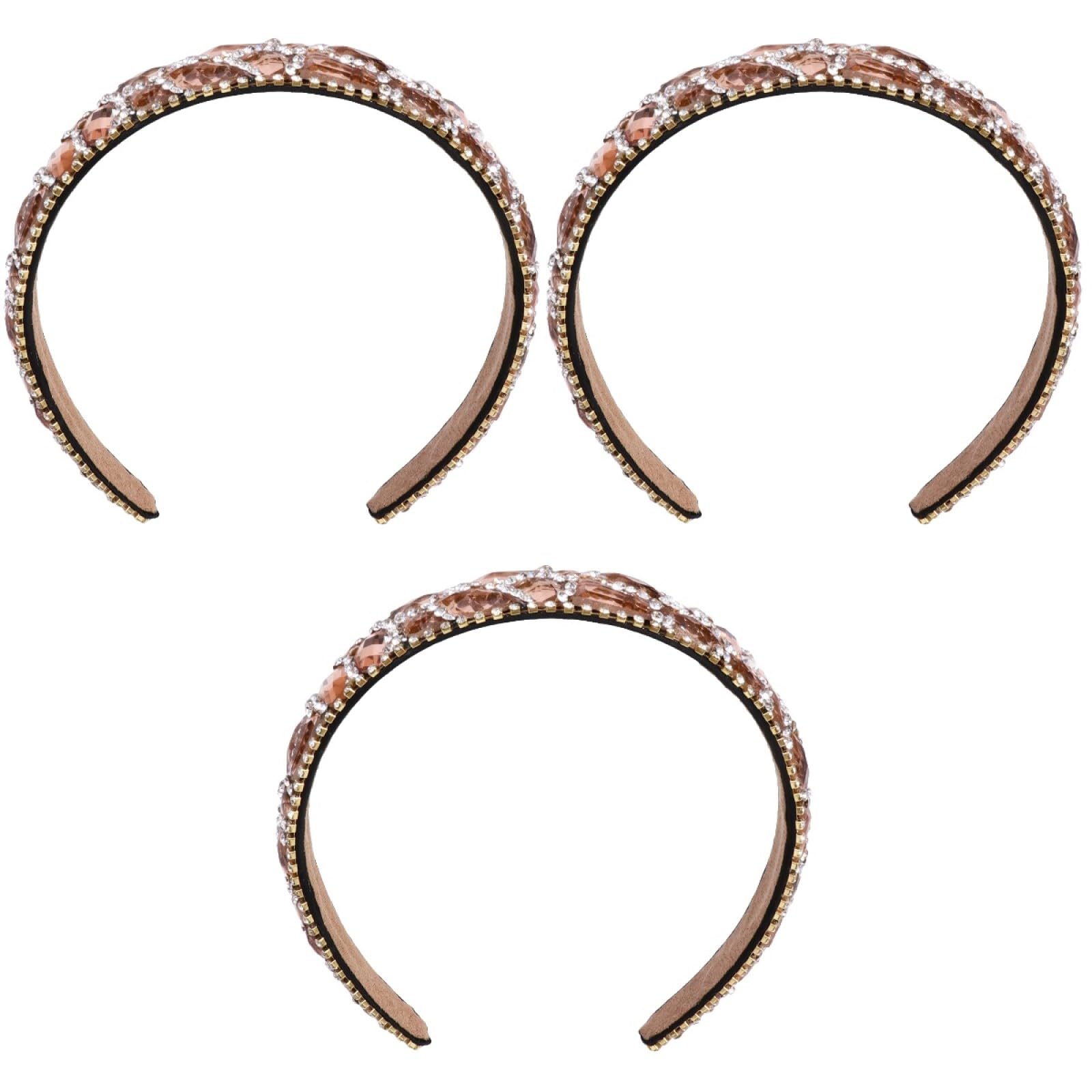 DOITOOL 3stücke Delicate Rhinestone Haarband Für Frauen Kreatives Haarschmuck-accessoire Champagnerfarbe Für Partys Und Besondere Anlässe Leicht Und Dekorativ