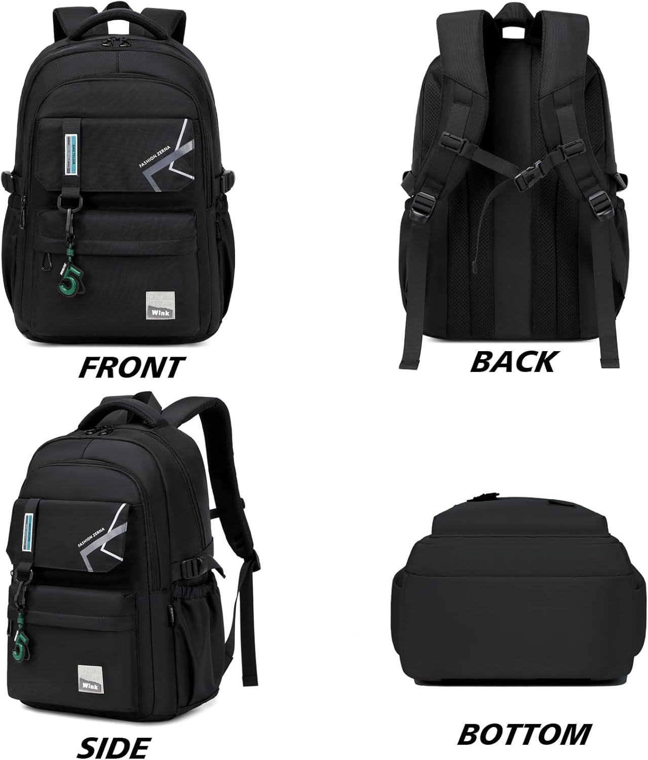 ZHIERNA School Backpack for Boys Middle School Elementary Bookbags for Teens Boys, Waterproof Lightweight Casual Daypack(Black) - Image 3