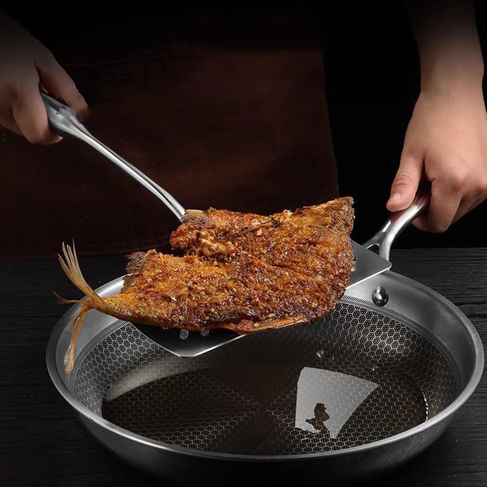 Cabilock Espátula de silicona, 1 espátula de pescado, de acero inoxidable, metal, asador, espátula, espátula, espátula, espátula, espátula, espátula, espátula, espátula, pescado, cocina, gimnasta