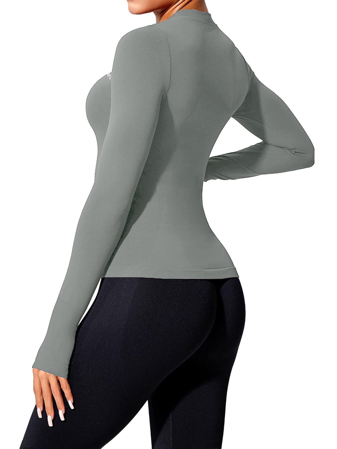 YWBIN Women's Seamless Workout Shirts Long Sleeve Breathable Quick Dry Running Yoga Athletic Gym Thumb Holes Tops